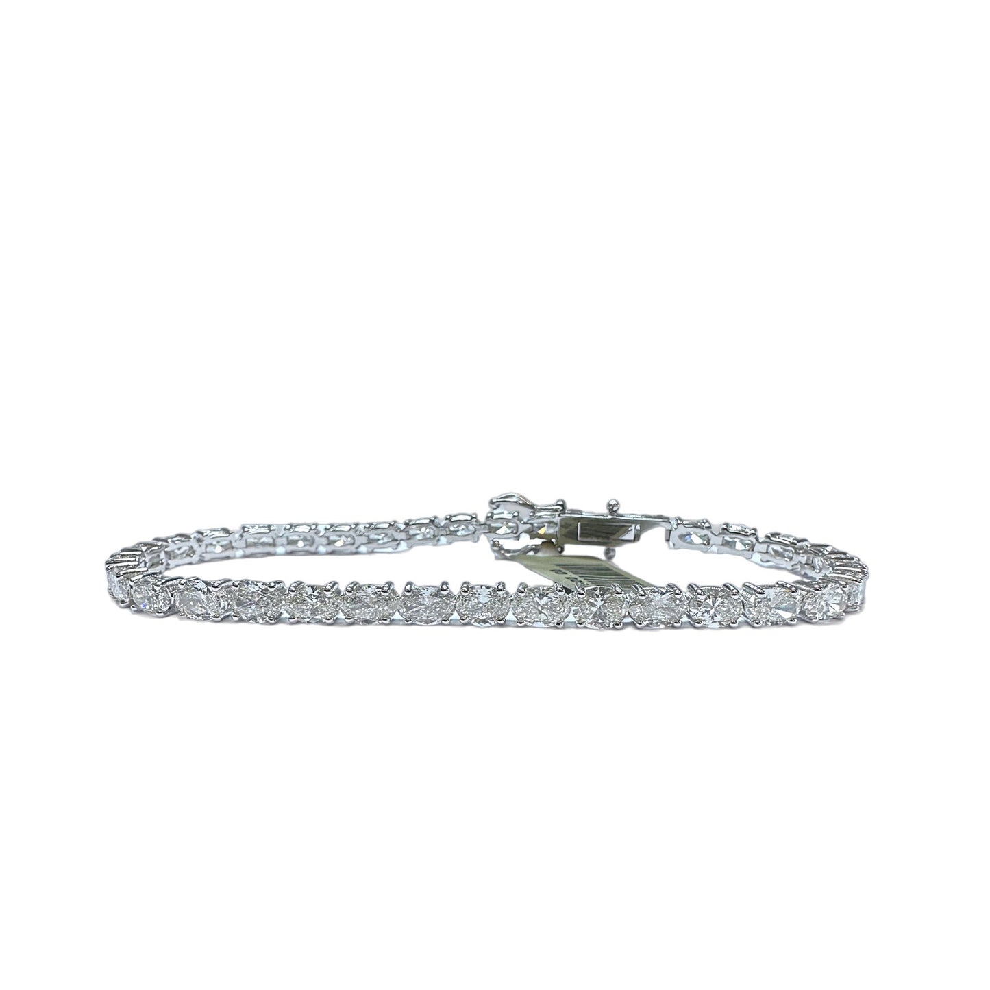 Oval Tennis Bracelet East to West - 14K White Gold with Diamonds | The Jewelry Addict