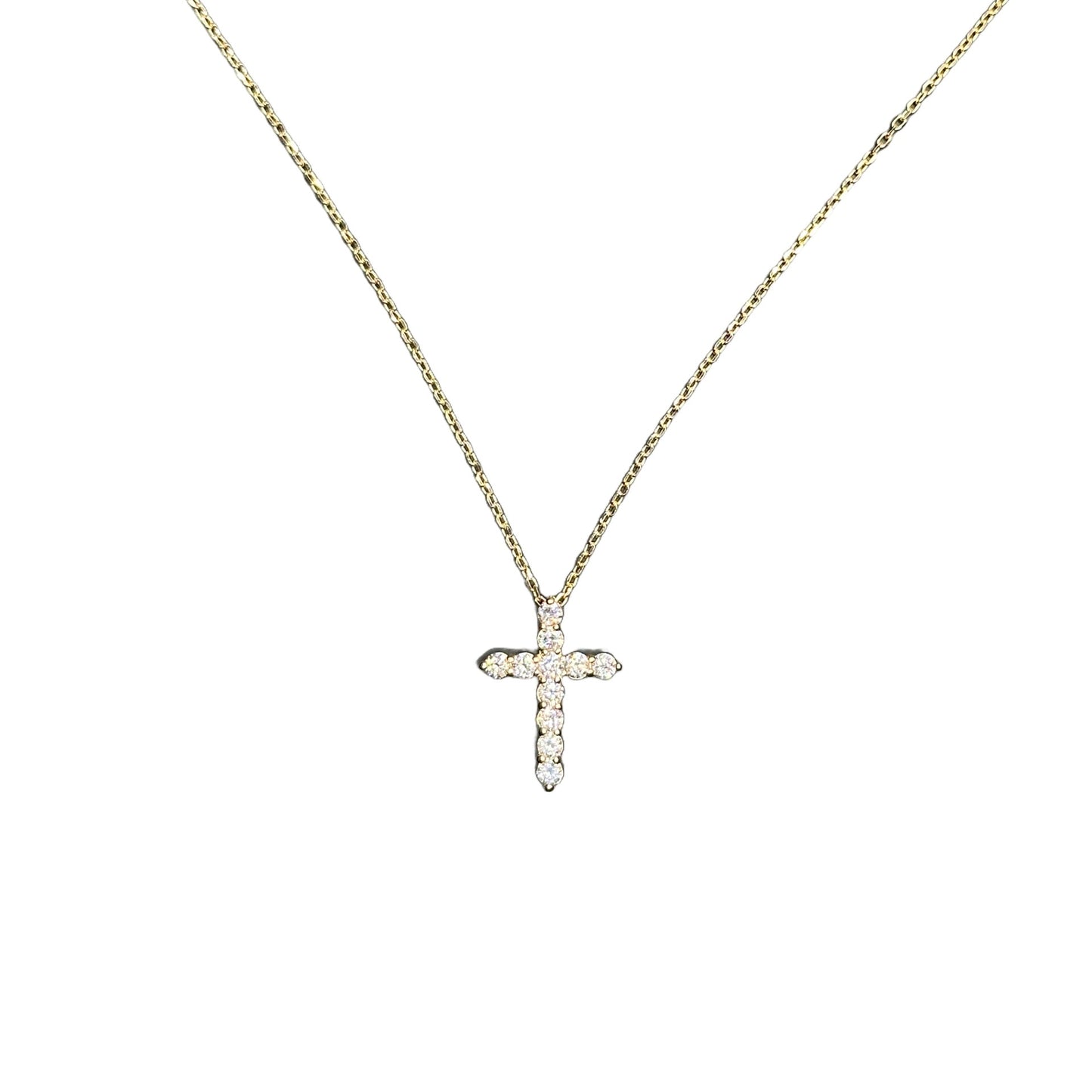 Cross Pendant - 14K Gold with Diamonds