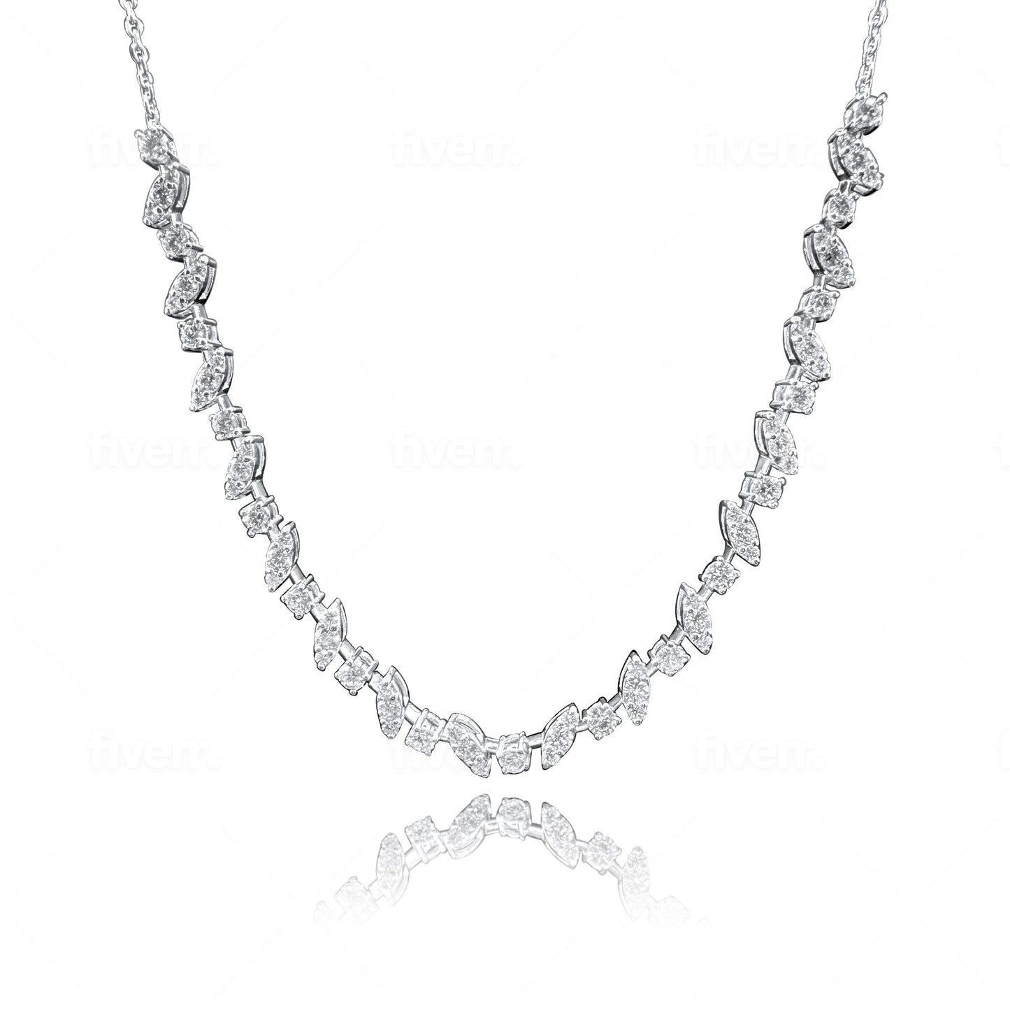 Marquise Illusion Mixed Necklace - 14k Gold with 2.50ct Diamonds