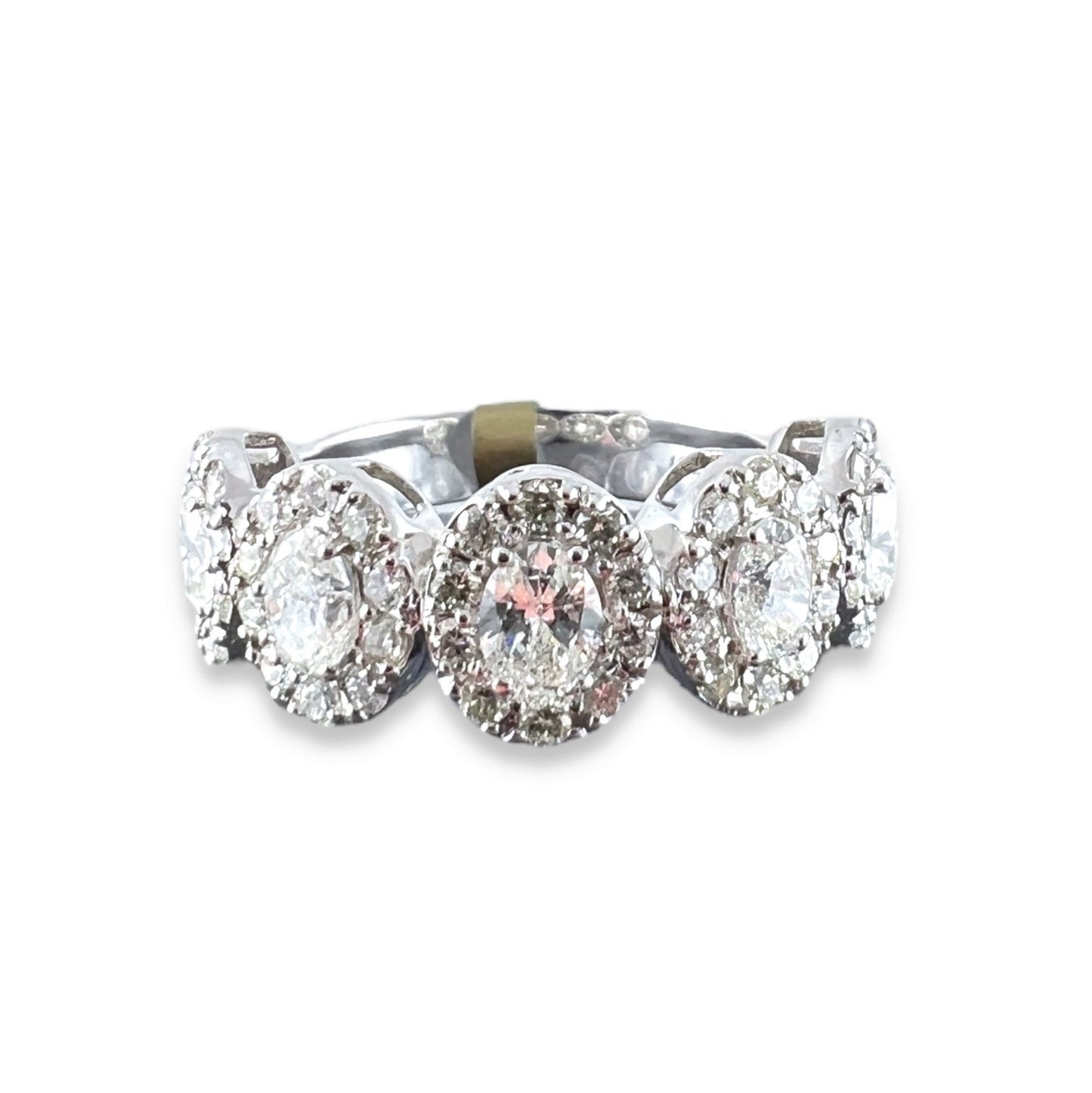 Oval Cut Diamond Halo Ring Halfway - 1.5ct Diamonds in 18K White Gold | The Jewelry Addict