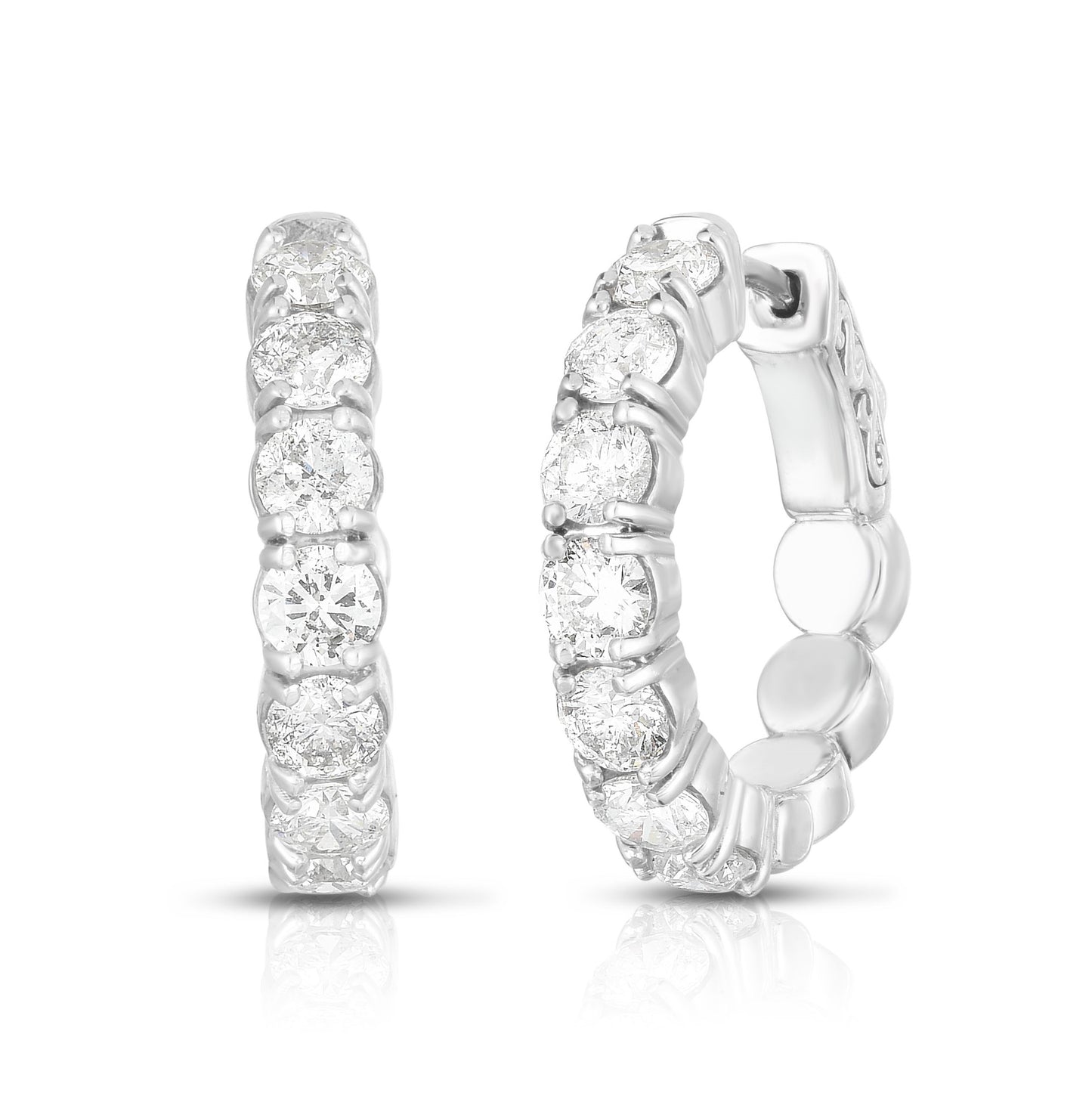 The Jewelry Addict | Huggie Earrings - 14K White Gold with Diamonds