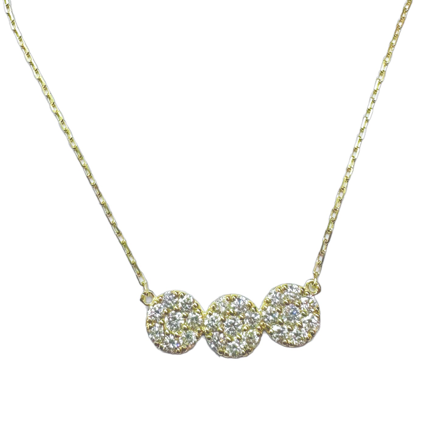 Three Pendant Cluster Necklace - 1 ct Diamonds in 14K Gold, 18”