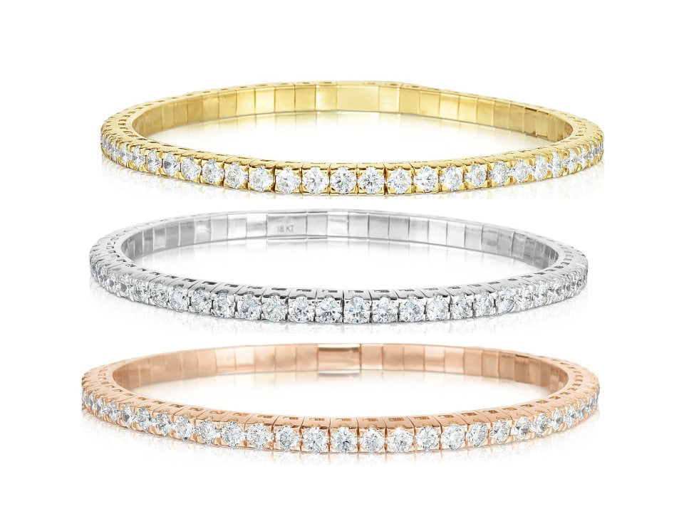 Italian Stretch Bracelets - 18K Gold with Diamonds | The Jewelry Addict