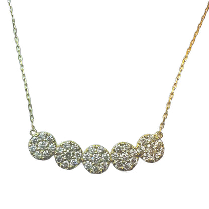 Five Pendant Cluster Necklace - 2ct Diamonds in 14K Yellow Gold, 18"