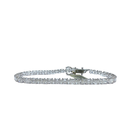 Oval Tennis Bracelet East to West - 14K White Gold with Diamonds  | The Jewelry Addict