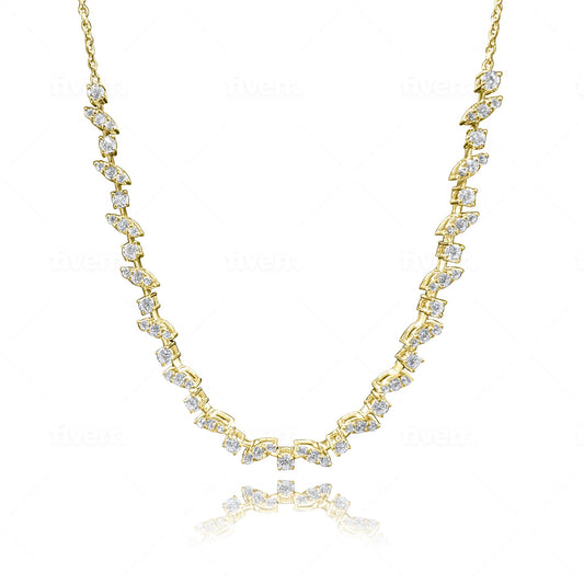 Marquise Illusion Mixed Necklace - 14k Gold with 2.50ct Diamonds