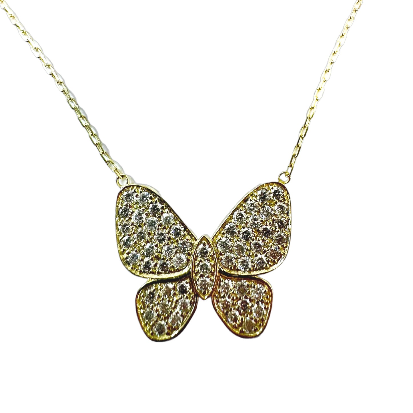 Butterfly Pendant Necklace in 14K Yellow Gold with Diamond Butterfly by The Jewelry Addict