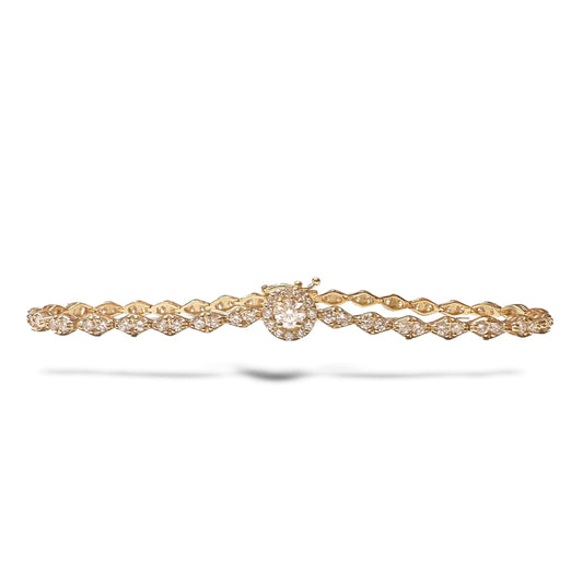 Diamond Halo Center Bracelet - 14K Gold with 2.20ct Diamonds, 7"