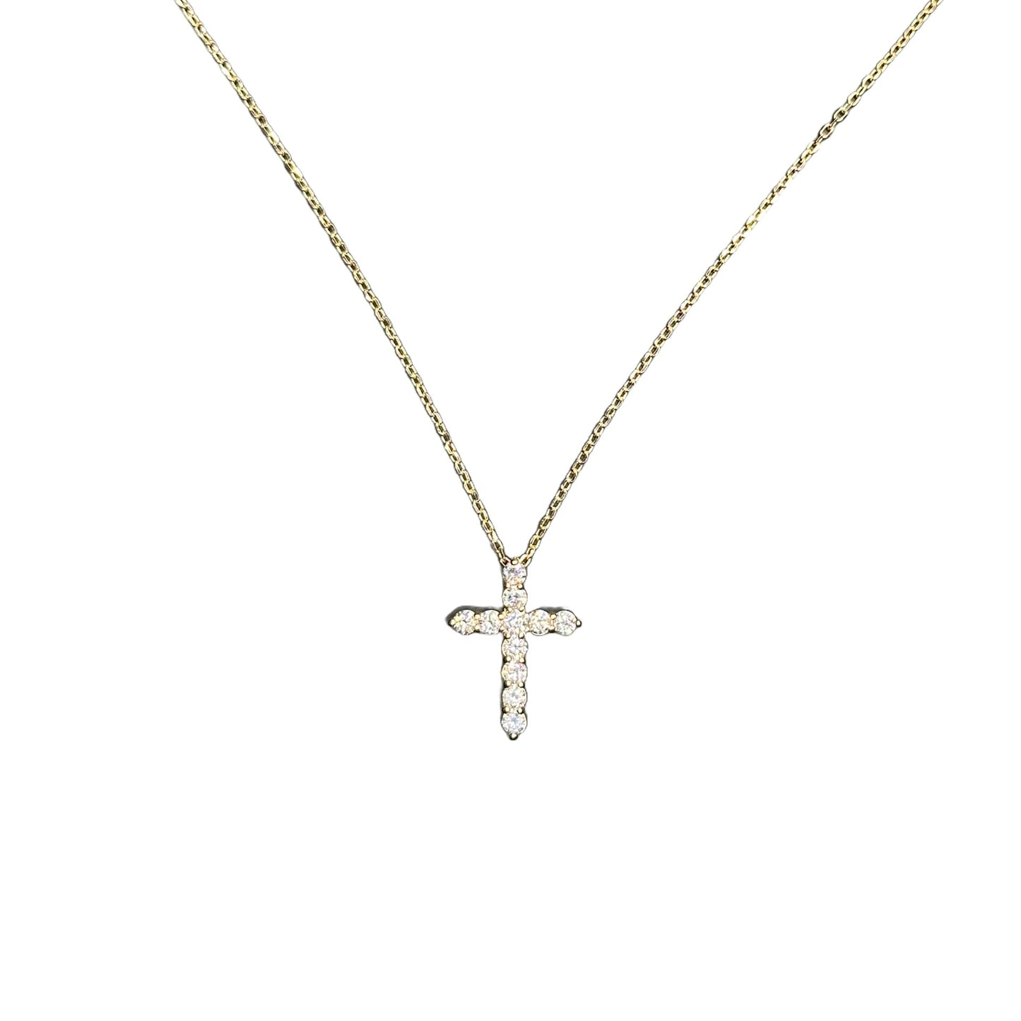 Cross Pendant - 14K Gold with Diamonds