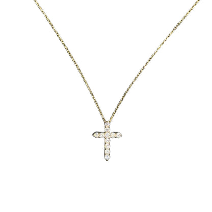 Cross Pendant - 14K Gold with Diamonds