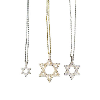 Jewish Star Pendant - 14K White, Yellow and Rose Gold with Diamonds | The Jewelry Addict