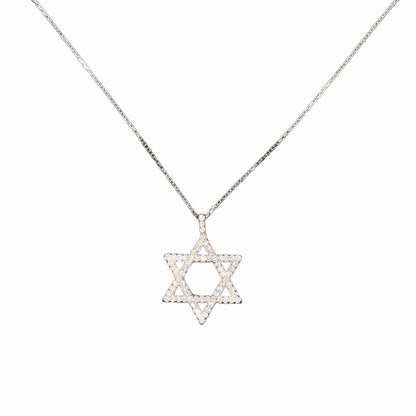 Jewish Star Pendant - 14K White Gold with Diamonds | The Jewelry Addict