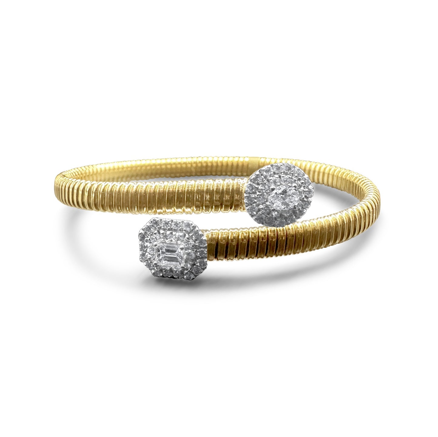 Hand Made Italian Lucente Bangle - 1.60ct Gems in 18K Gold