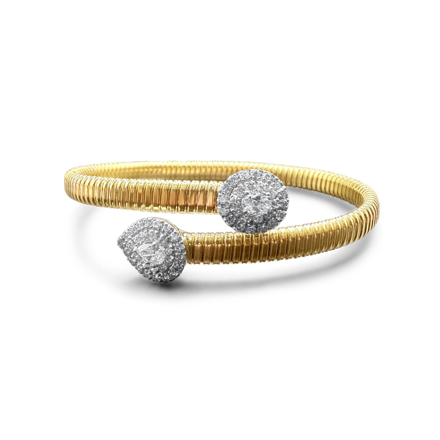 Hand Made Italian Lucente Bangle - 1.60ct Gems in 18K Gold