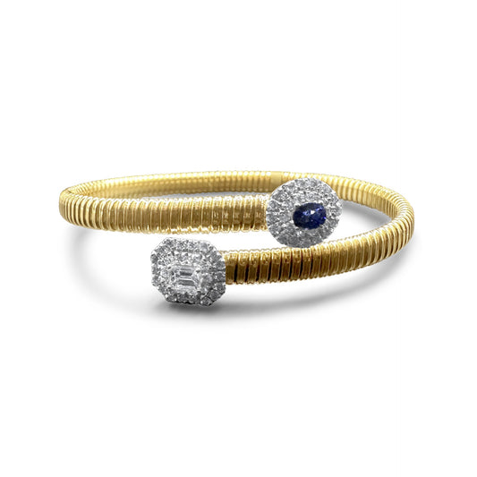 Hand Made Italian Lucente Bangle - 1.60ct Gems in 18K Gold