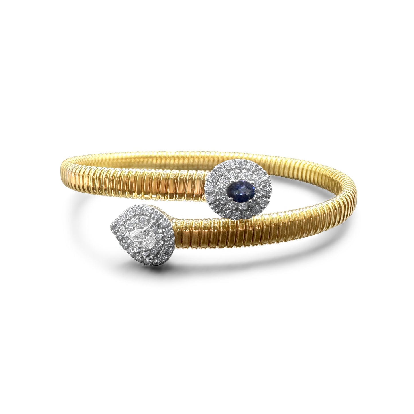 Hand Made Italian Lucente Bangle - 1.60ct Gems in 18K Gold