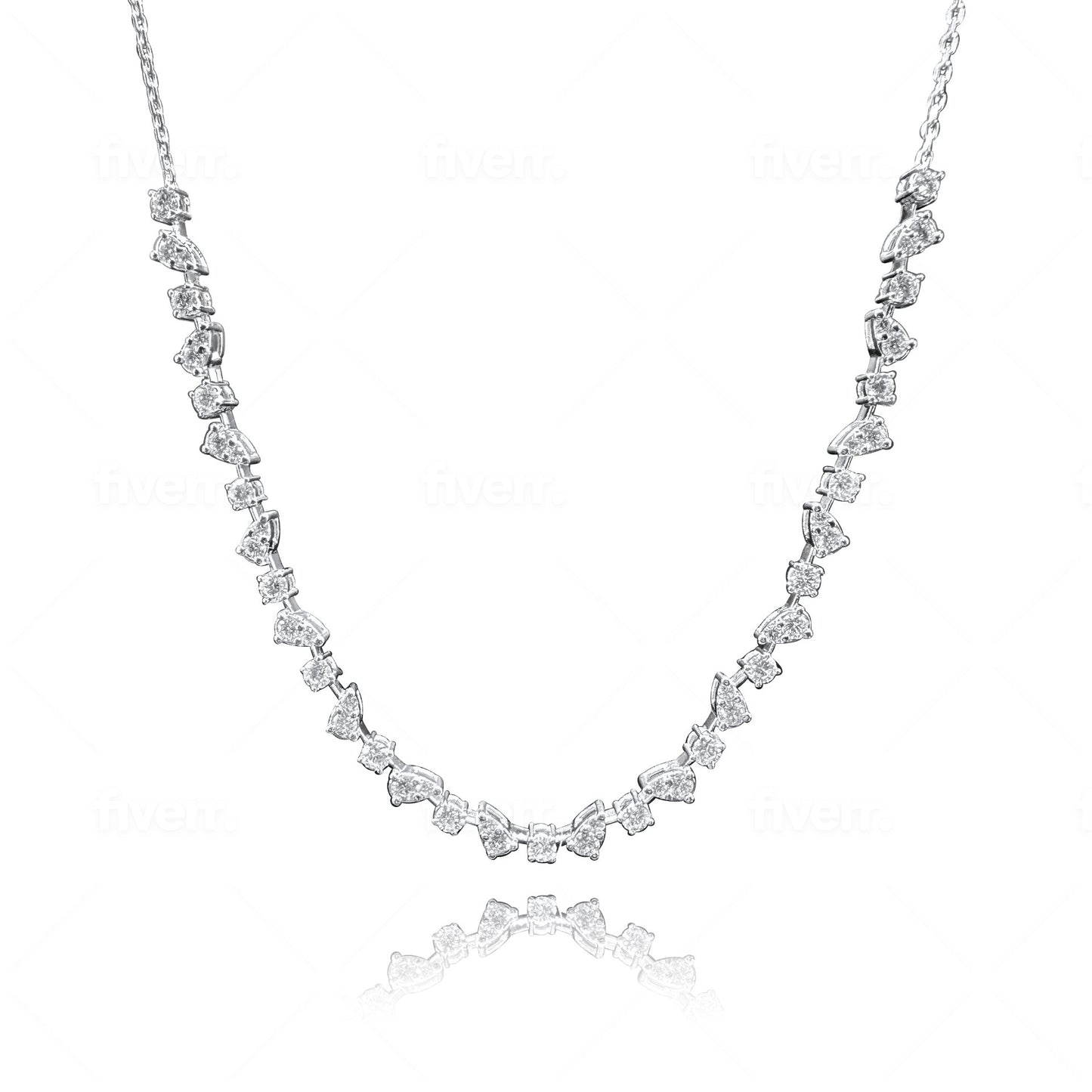 Pear Illusion Mixed Necklace - 14k Gold with 2.50ct Diamonds