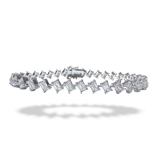 Diagonal Emerald Cut Tennis Bracelet