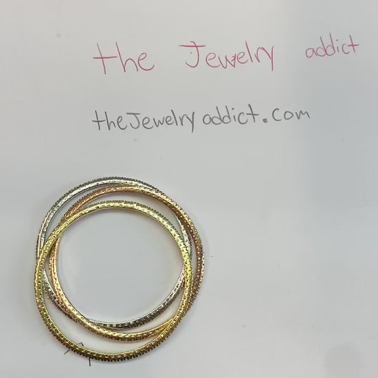 Video of Handcrafted Italian Stretch Bracelets - 18K Gold with Round Diamonds | The Jewelry Addict