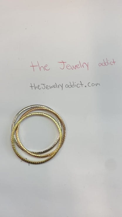 Video of Handcrafted Italian Stretch Bracelets - 18K Gold with Round Diamonds | The Jewelry Addict