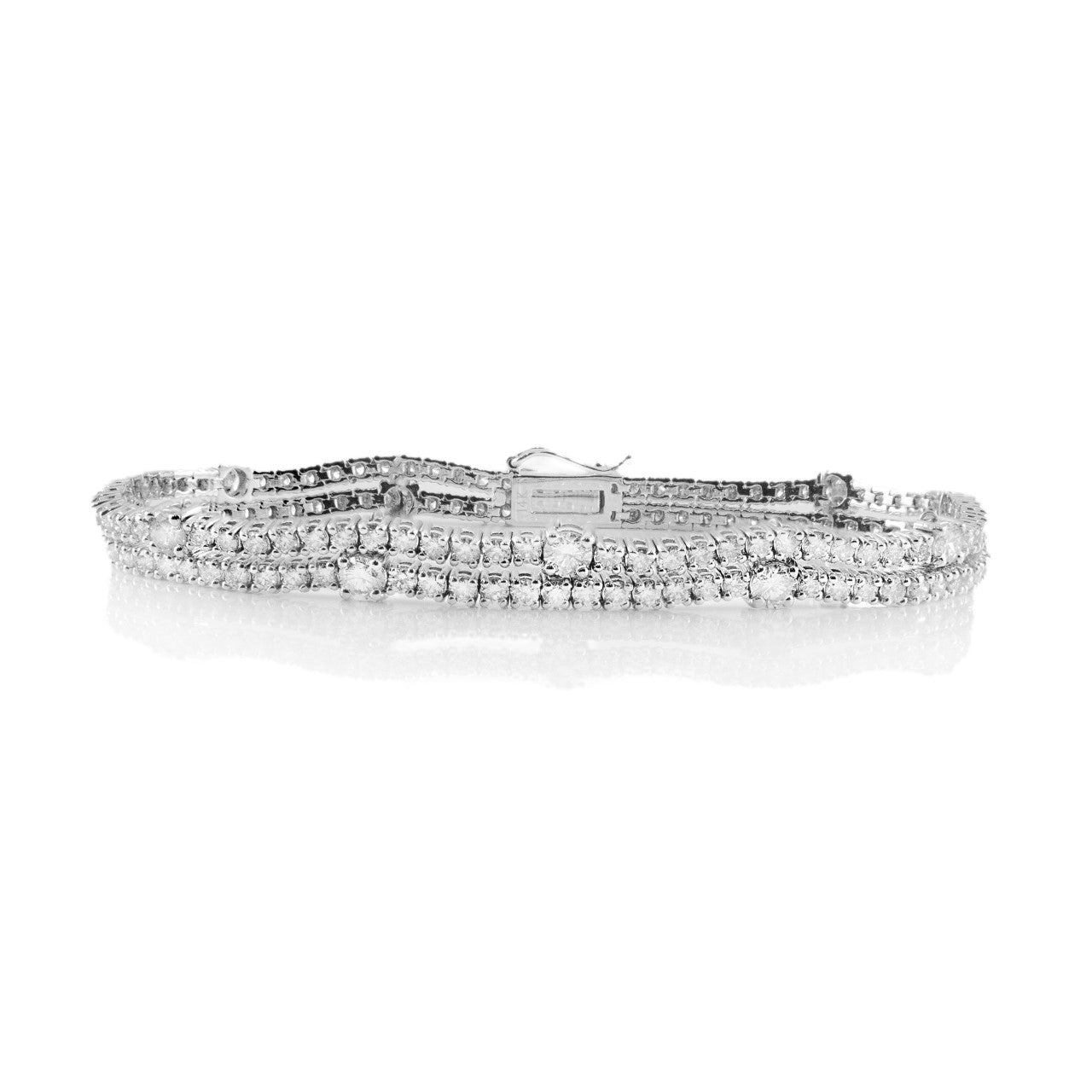 The Jewelry Addict | Two Row Station Tennis Bracelet - 5ct Diamonds in 14K Gold, 7"