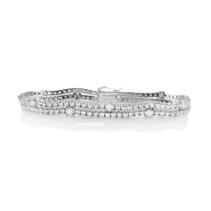 The Jewelry Addict | Two Row Station Tennis Bracelet - 5ct Diamonds in 14K Gold, 7"