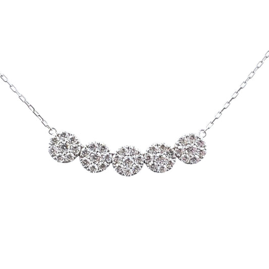 Five Pendant Cluster Necklace - 2ct Diamonds in 14K White Gold, 18" | The Jewelry Addict