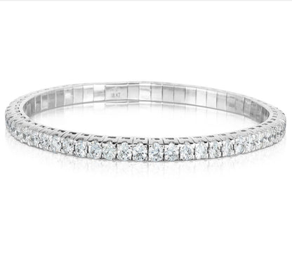 Handcrafted Italian Stretch Bracelet - 18K White Gold with 5ct Round Diamonds | The Jewelry Addict