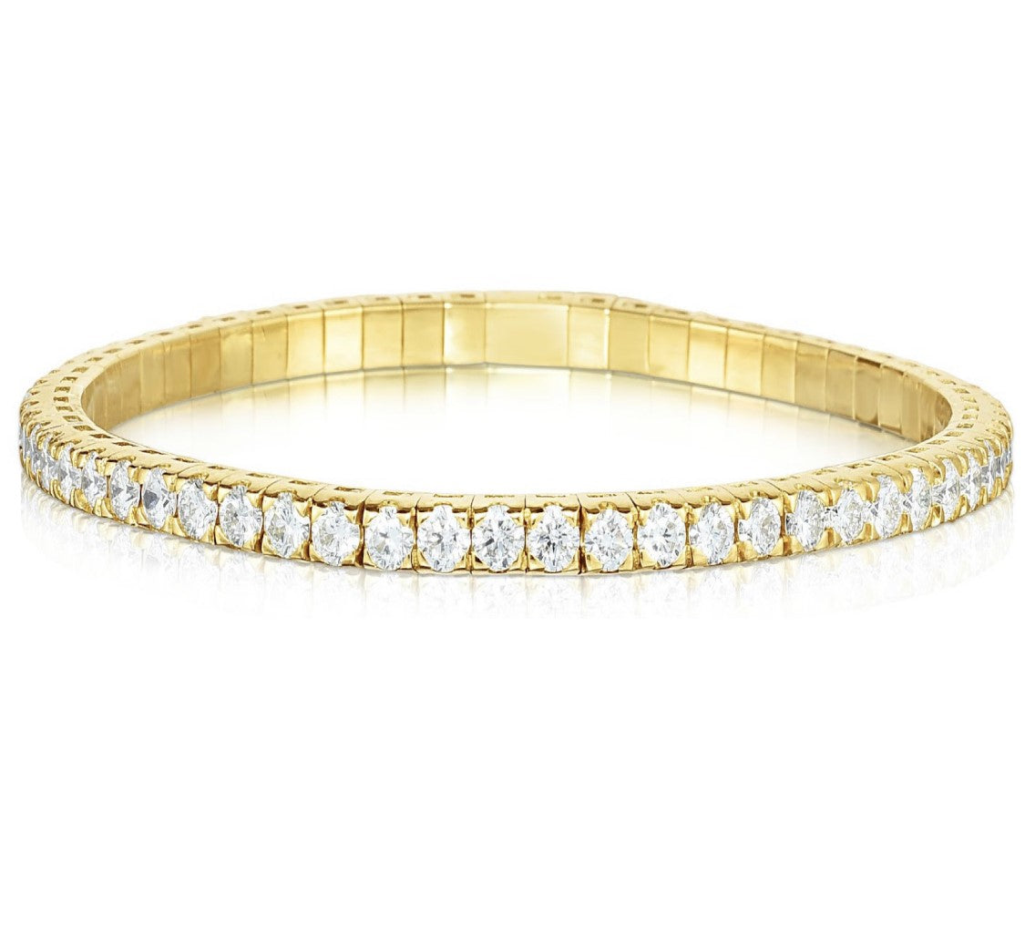 Handcrafted Italian Stretch Bracelet - 18K Yellow Gold with 5ct  Round Diamonds | The Jewelry Addict