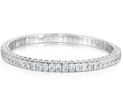 Handcrafted Italian Stretch Bracelet - 18K White Gold with 8ct Round Diamonds | The Jewelry Addict