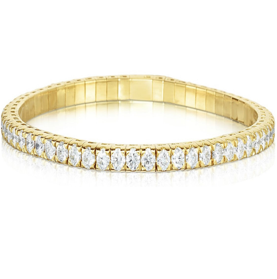 Handcrafted Italian Stretch Bracelet - 18K Yellow Gold with 8ct Round Diamonds | The Jewelry Addict