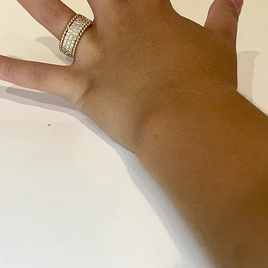 Short video showcasing the Three Row Fashion Ring - Diamonds in 14K Rose Gold | TJA
