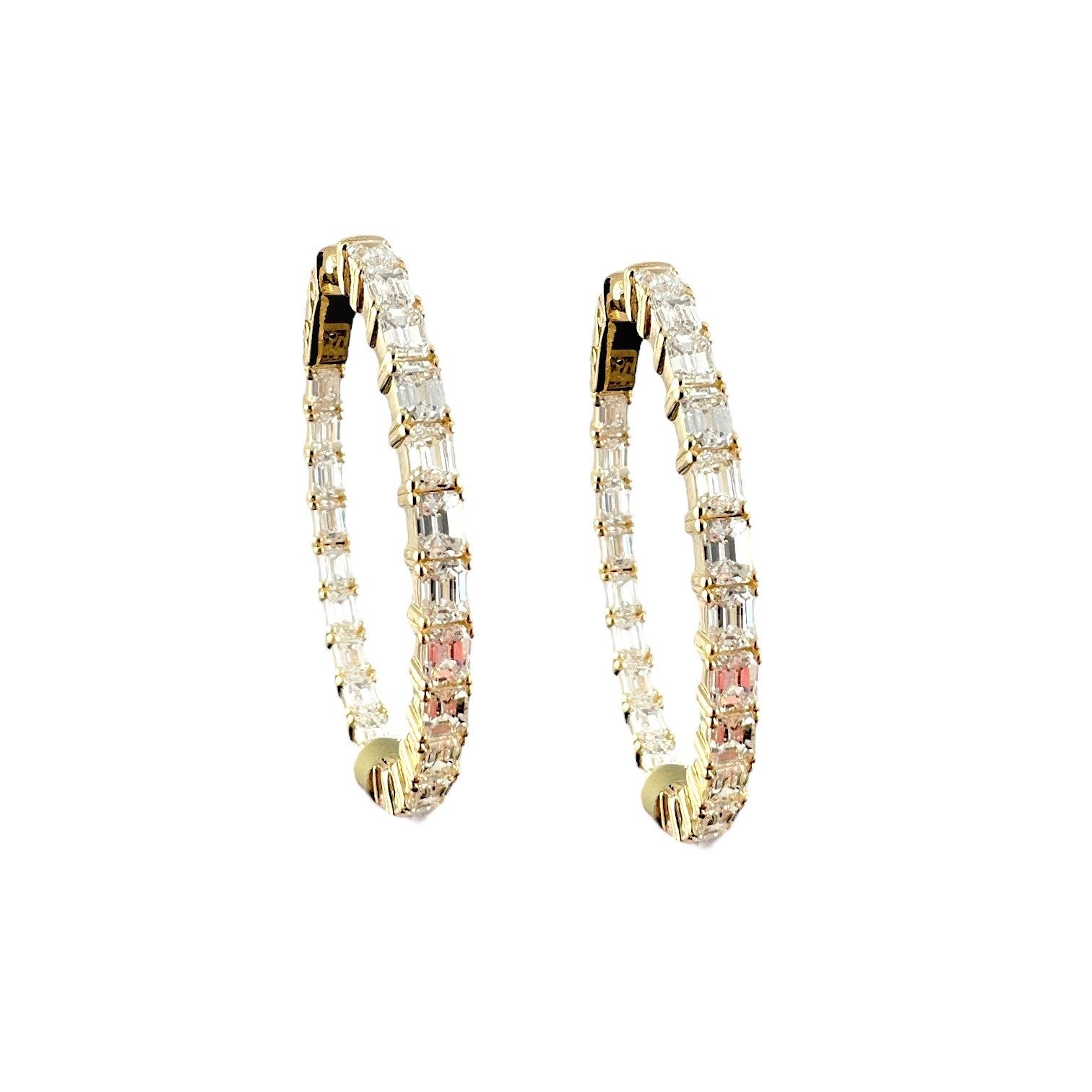 Emerald Cut Diamond Hoops - 4.5ct in 14K Yellow Gold by The Jewelry Addict