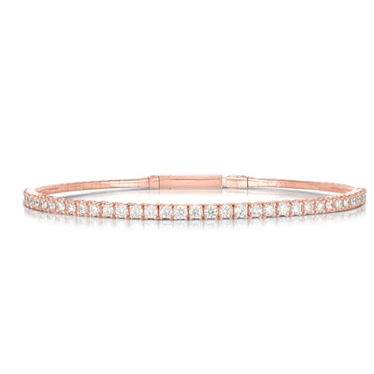 Italian Flexible Bangle Halfway - 1.5ct Diamonds in 14K Rose Gold | The Jewelry Addict