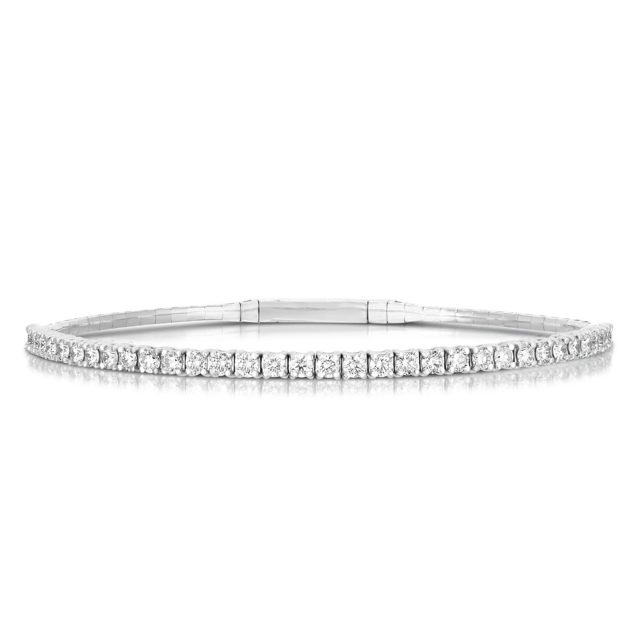 Italian Flexible Bangle Halfway - 1.5ct Diamonds in 14K White Gold | The Jewelry Addict