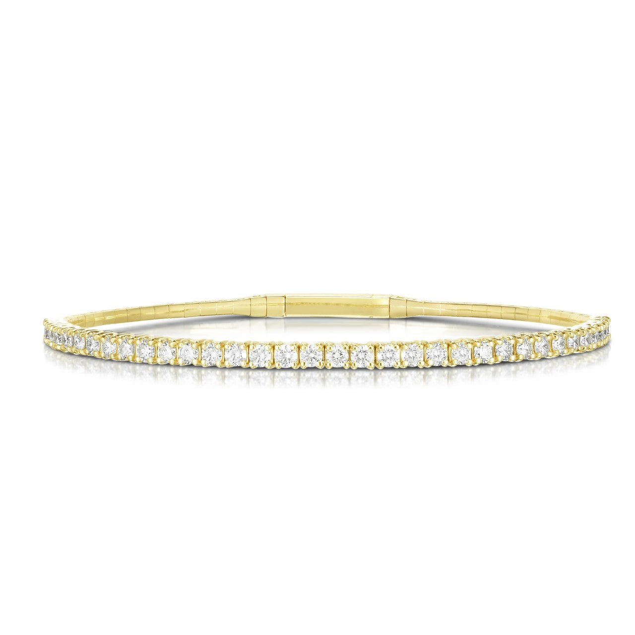 Italian Flexible Bangle Halfway - 1.5ct Diamonds in 14K Yellow Gold | The Jewelry Addict