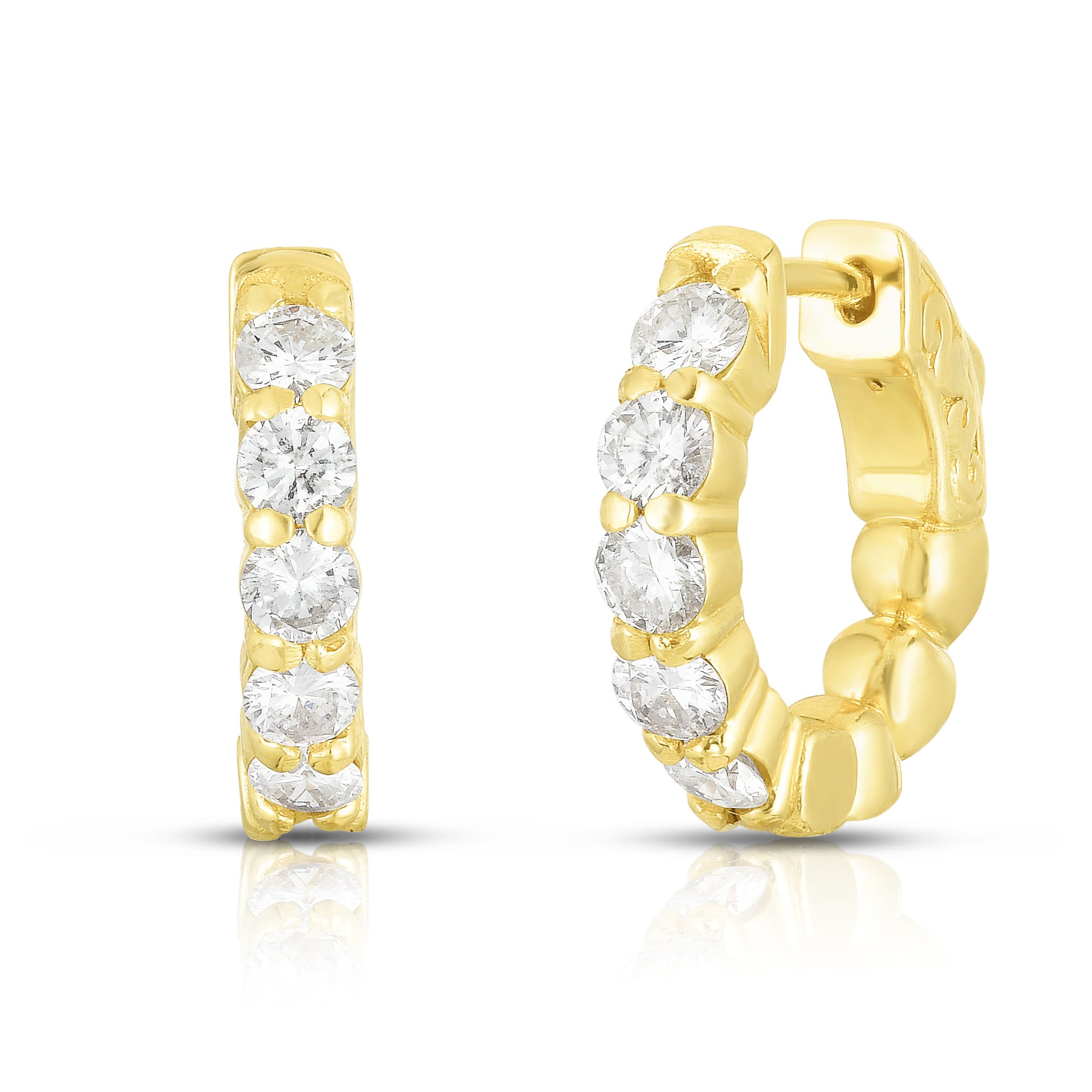 Huggie Earrings - 14K Yellow Gold with Diamonds | The Jewelry Addict