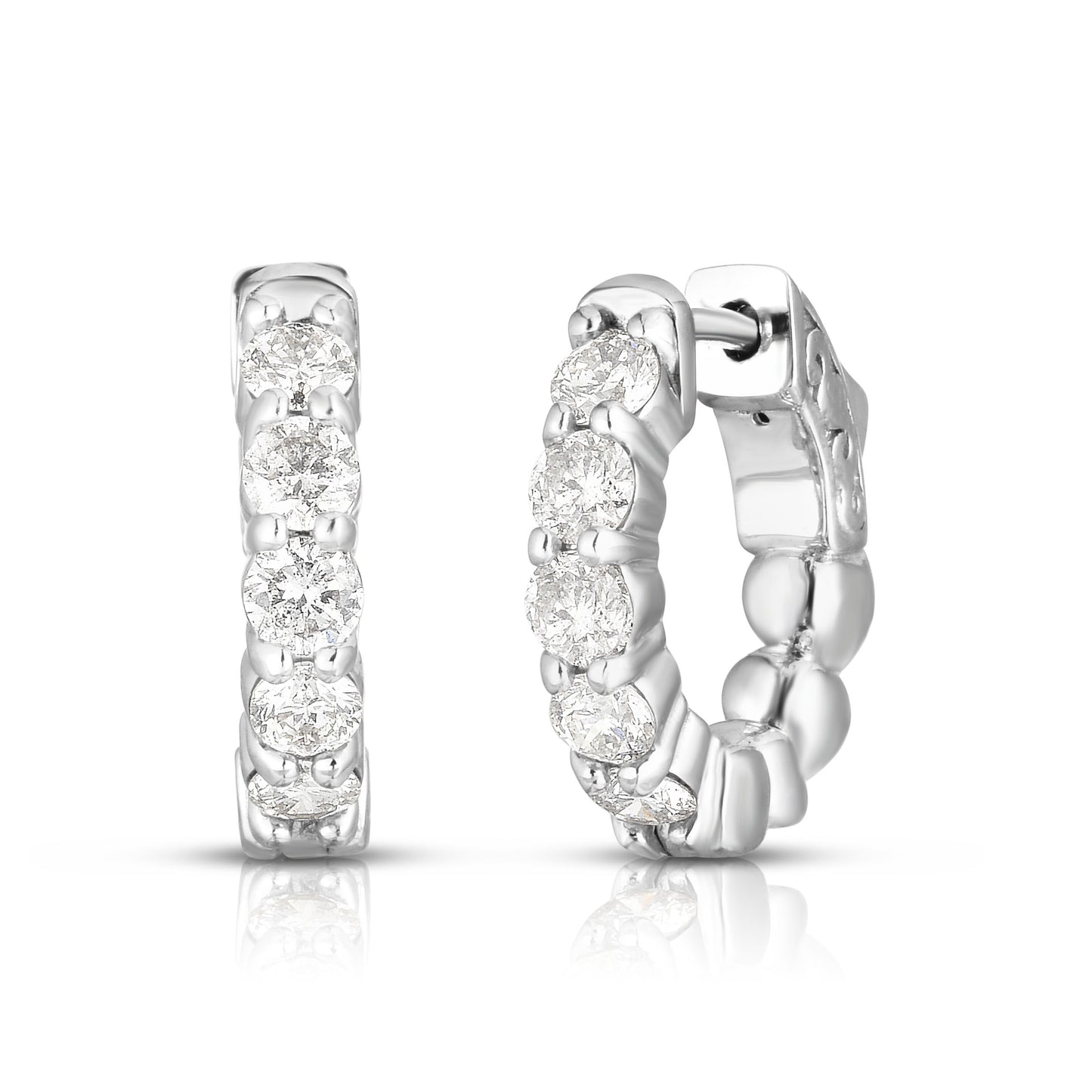 Huggie Earrings - 14K White Gold with Diamonds | The Jewelry Addict