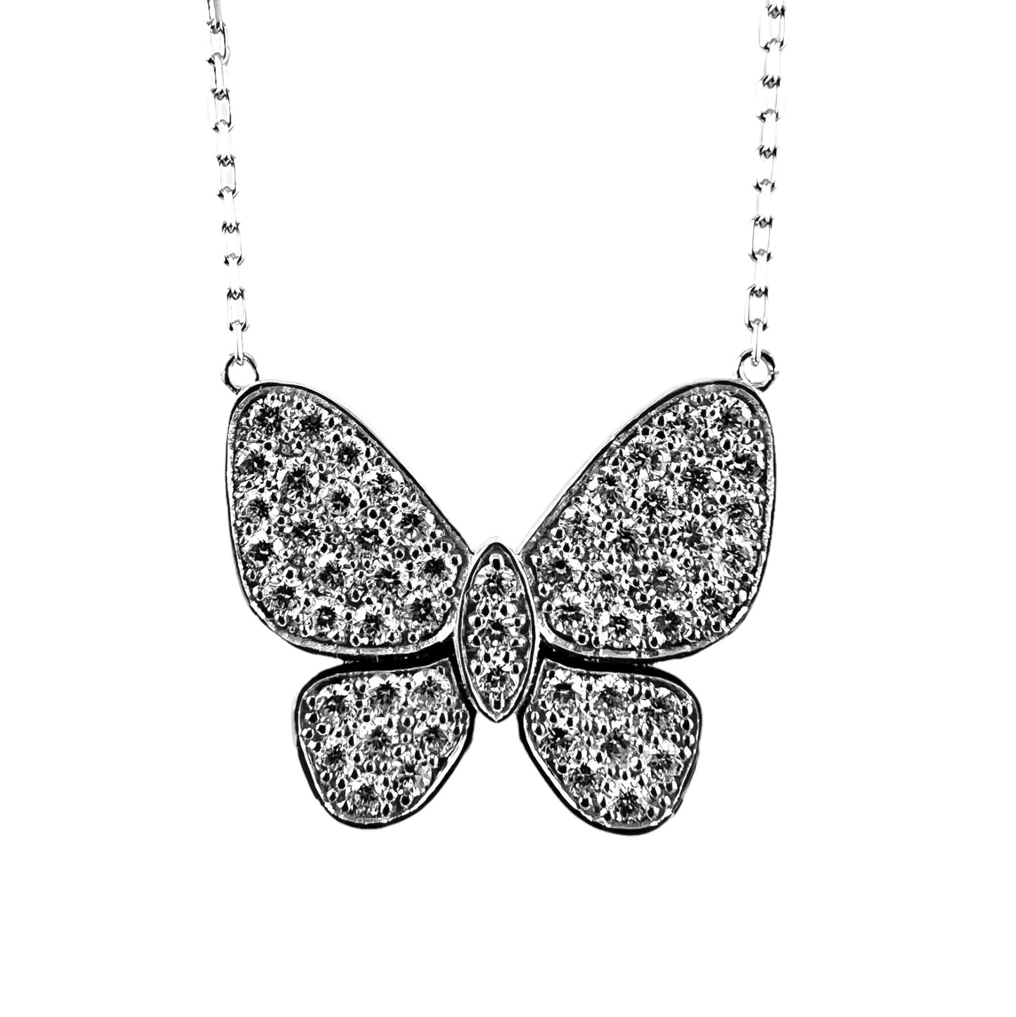 Butterfly Pendant Necklace in 14K White Gold with Diamond Butterfly by The Jewelry Addict