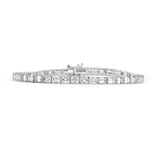 Emerald Cut Tennis Bracelet East to West - 18K White Gold by The Jewelry Addict