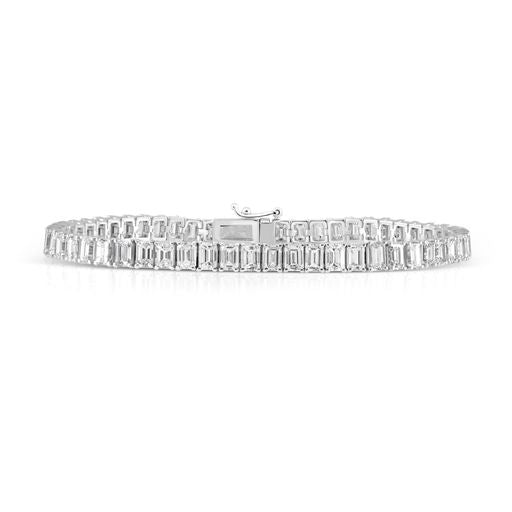 Emerald Cut Tennis Bracelet - 7ct in 18K White Gold by The Jewelry Addict