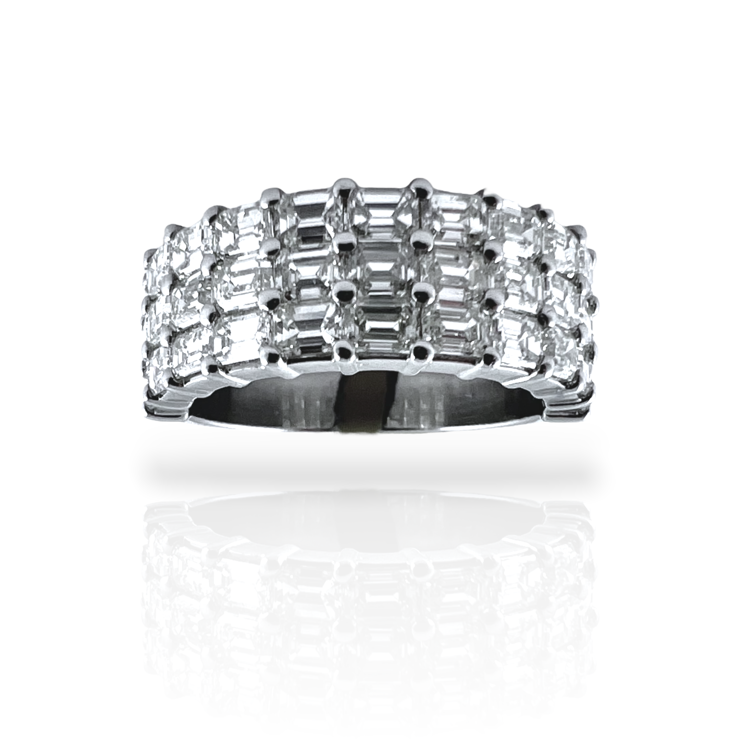 The Jewelry Addict | Three Row Emerald Cut Ring - 2.5ct Diamonds in Platinum