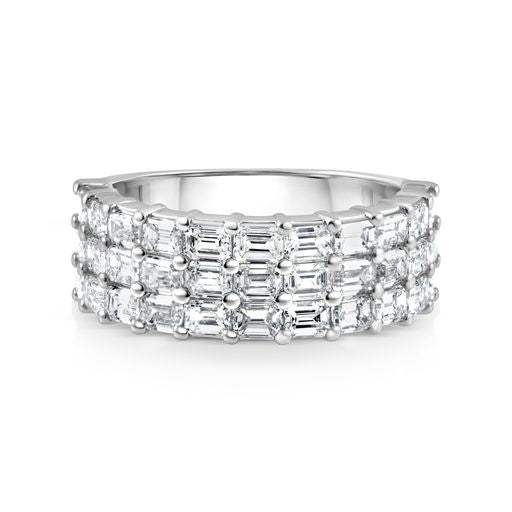 Three Row Emerald Cut Ring - 2.5ct Diamonds in Platinum | The Jewelry Addict