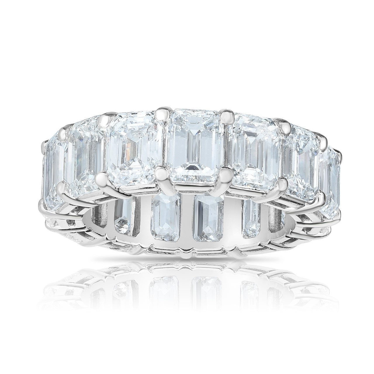 The Jewelry Addict | Emerald Cut Eternity Rings - Platinum with Colorless Diamonds