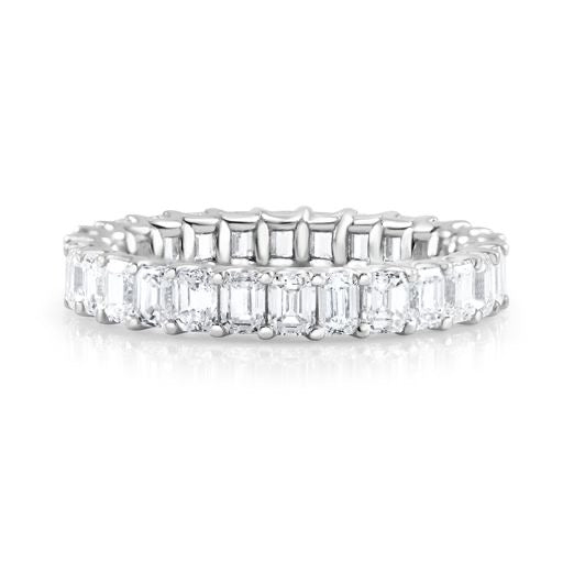 Emerald Cut Eternity Rings - Platinum with Colorless Diamonds