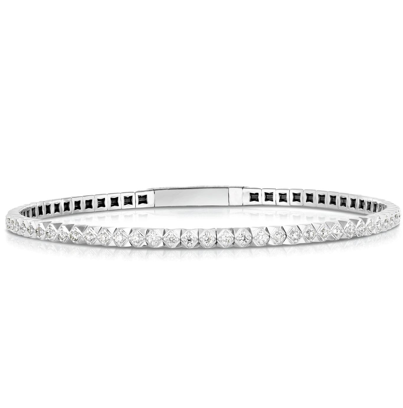 The Jewelry Addict - Flexible Bangle Bracelet - 14K White Gold with Diamonds