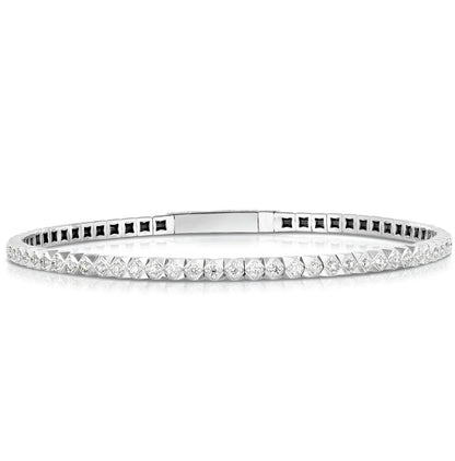 The Jewelry Addict - Flexible Bangle Bracelet - 14K White Gold with Diamonds