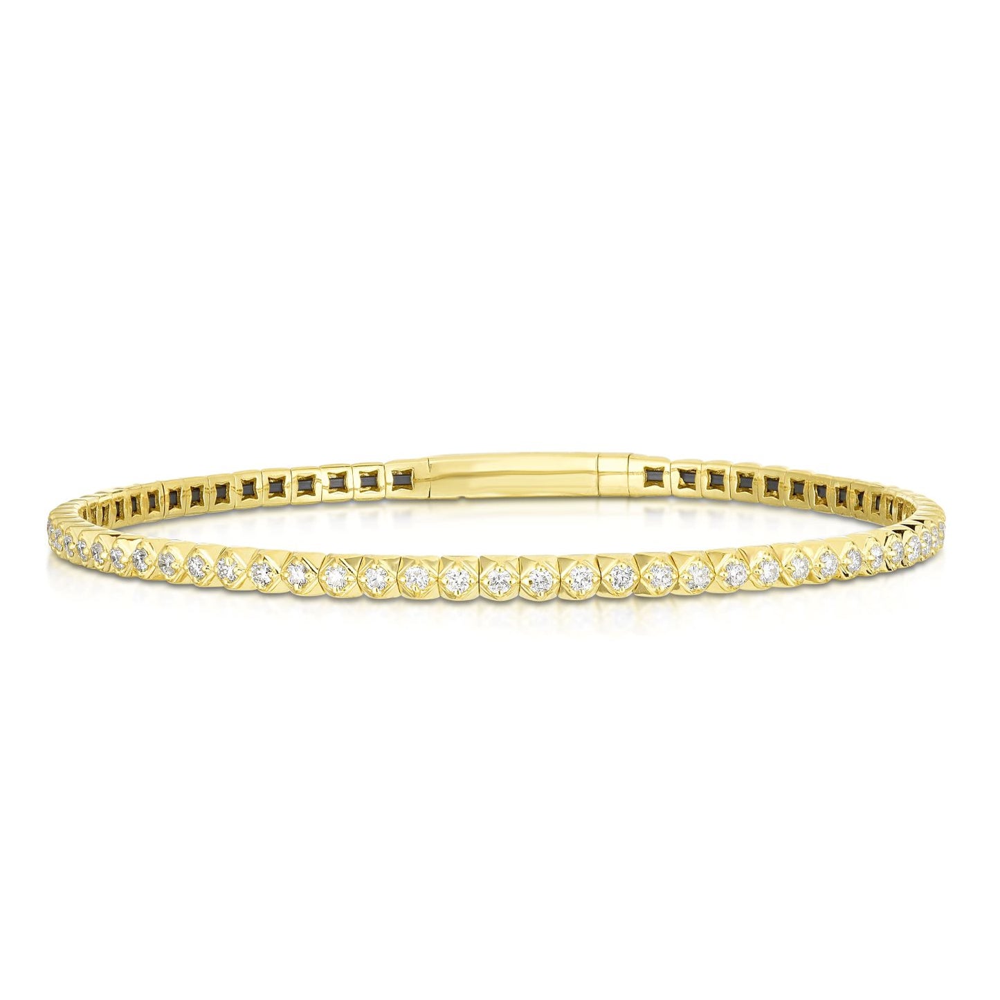 Flexible Bangle Bracelet - 14K Yellow Gold with Diamonds