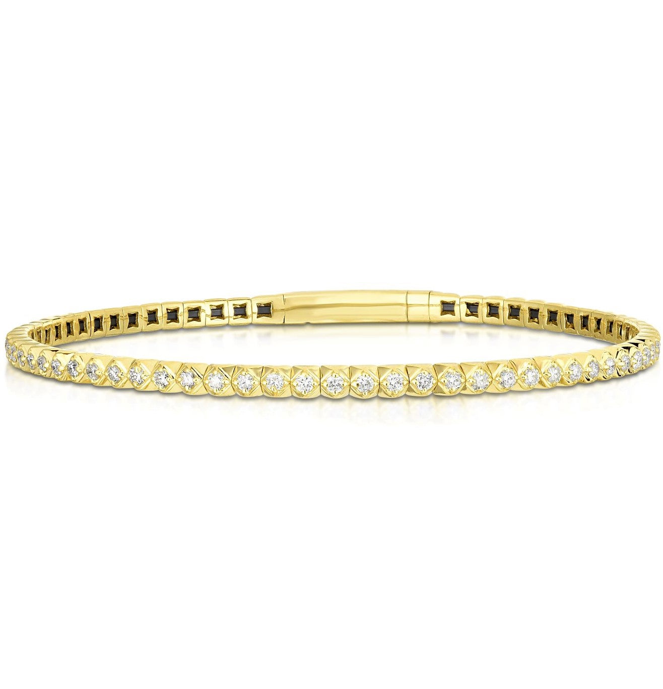 TJA | Flexible Bangle Bracelet - 14K Yellow Gold with Diamonds