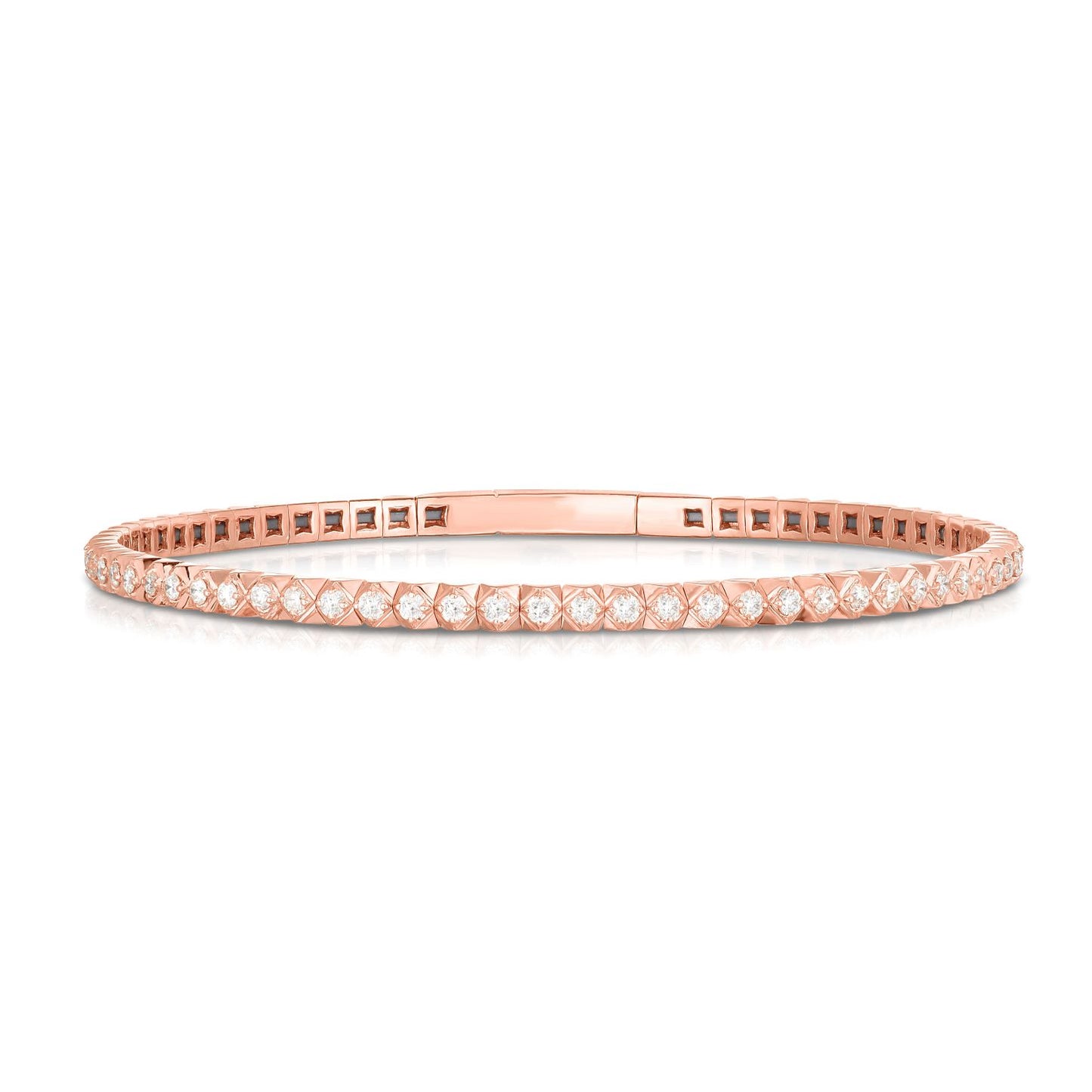 Flexible Bangle Bracelet - 14K Rose Gold with Diamonds